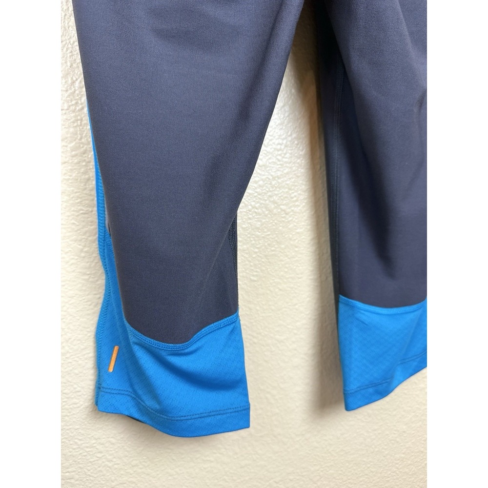 Lucy Size M Womens Black Blue Capri Pants Zip Pocket Drawstring Athletic Floral - Picture 6 of 6